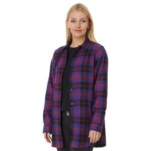 L.L.Bean Flannel Shirt Women’s Large Purple Pink Multi Plaid Cotton Long Sleeve